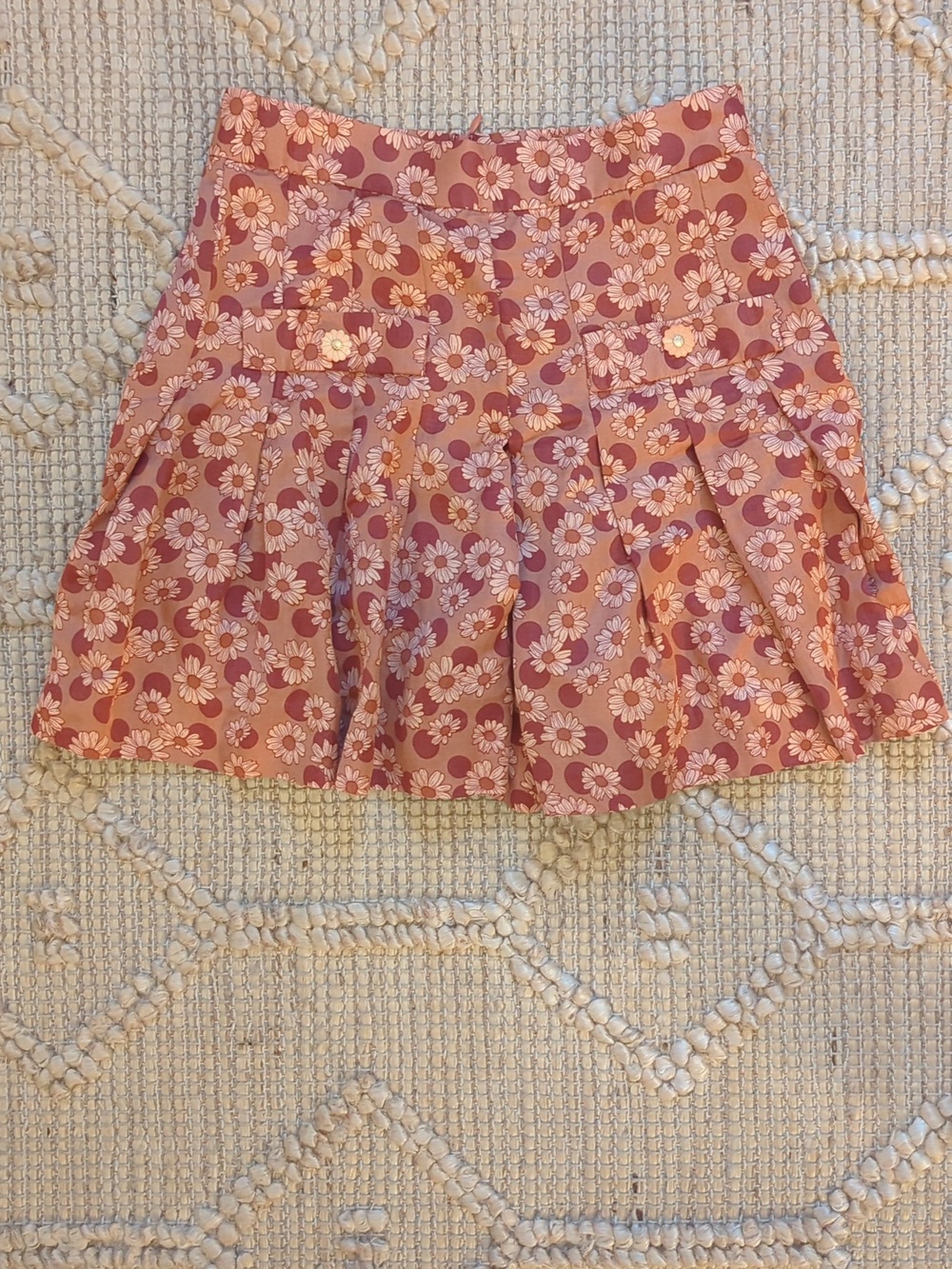 Sandro Floral Pleated Skort Pink Daisy Print Mini Skirt Shorts Size 36 (S/M)